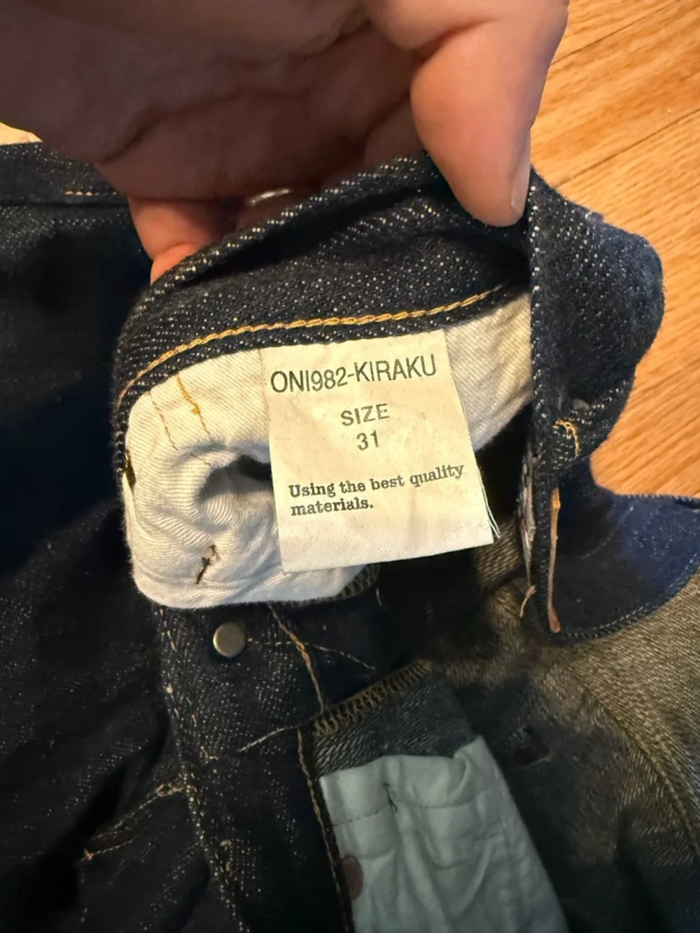 Oni denim. 12oz Kiraku summer weave selvedge japanese